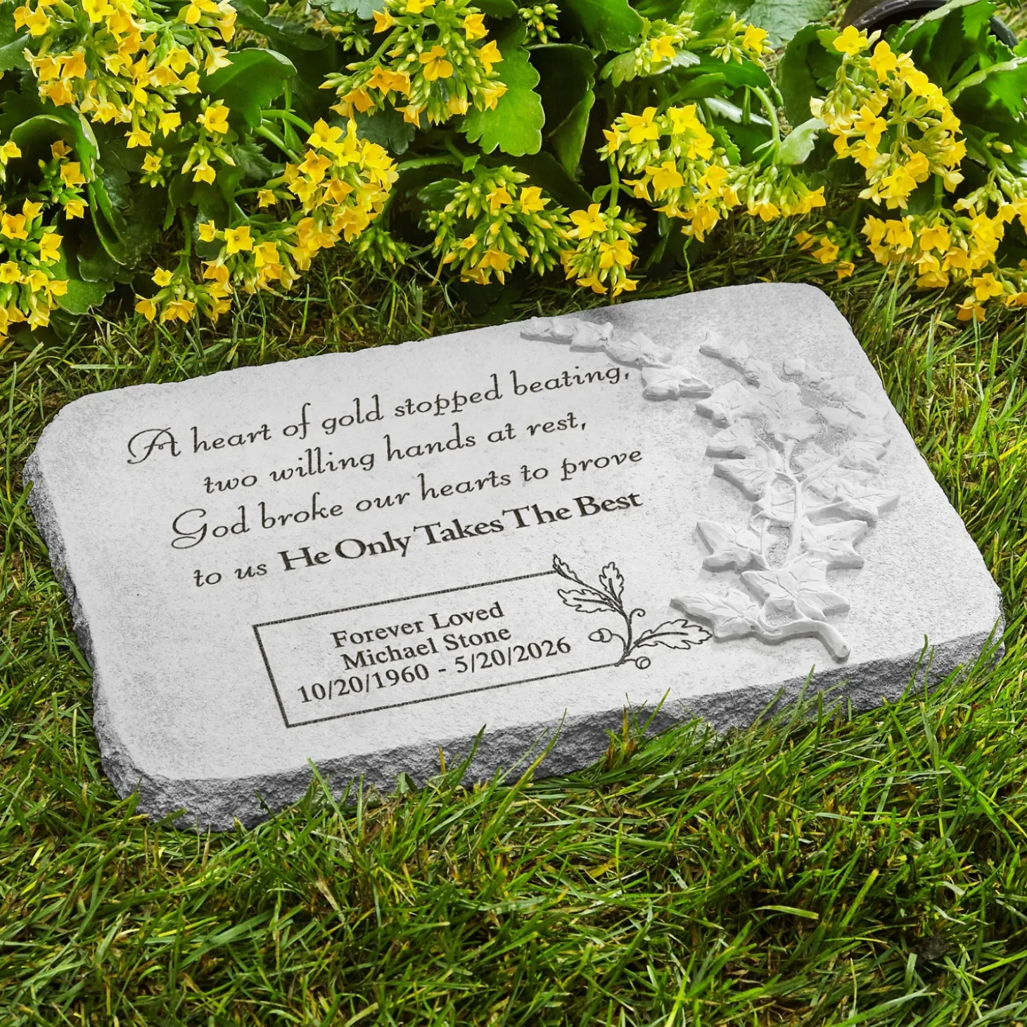 A Heart Of Gold Sculpted Memorial Stone