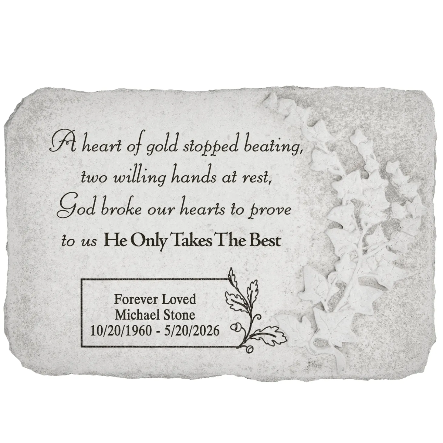 A Heart Of Gold Sculpted Memorial Stone