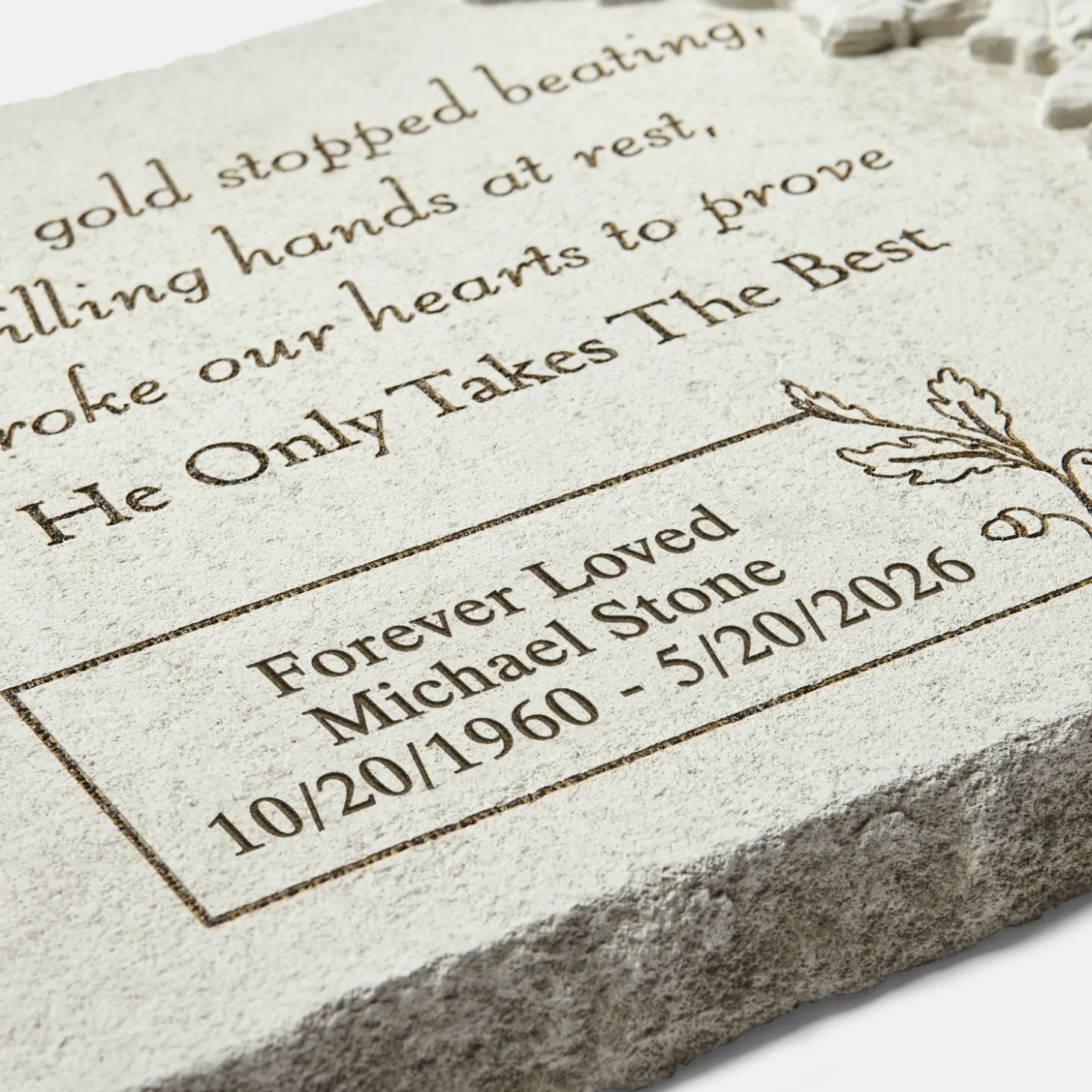 A Heart Of Gold Sculpted Memorial Stone