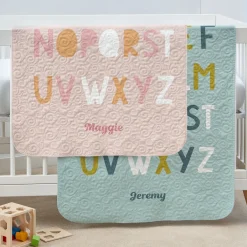 Alphabet Name Quilted Baby Blanket