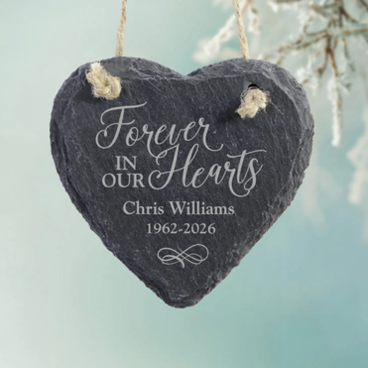 Always and Forever Memorial Heart Slate Ornament