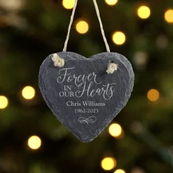 Always and Forever Memorial Heart Slate Ornament