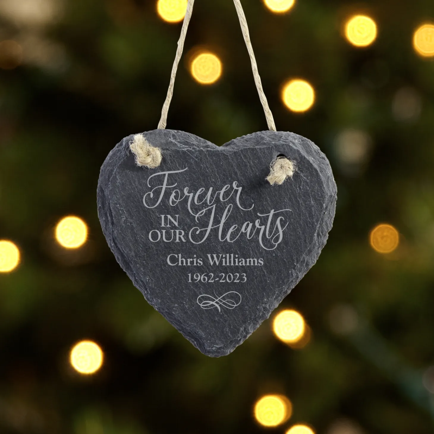 Always and Forever Memorial Heart Slate Ornament