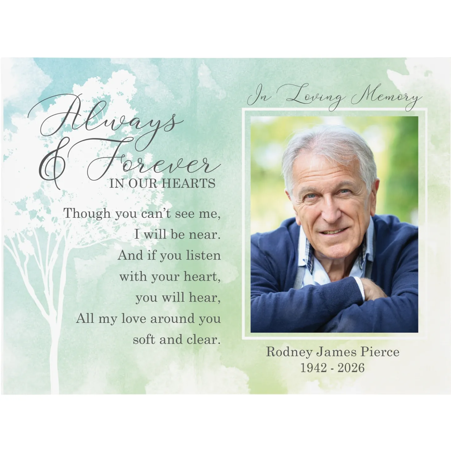 Always & Forever Memorial Photo Wood Block