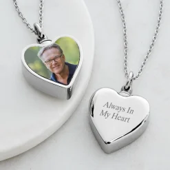 Always In My Heart Cremation Photo Necklace