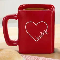 Always In My Heart Red Square Mug Set
