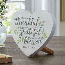 Always Thankful Wood Heart