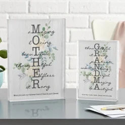Amazing Mother & Grandma Glass Block