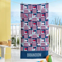 America250™ Geometric Squares Beach Towel