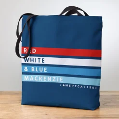 America250™ Red White & Blue Striped Tote Bag