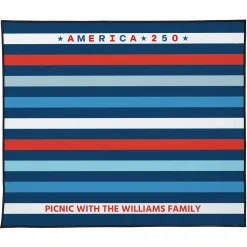 America250™ Red White & Blue Striped Picnic Blanket