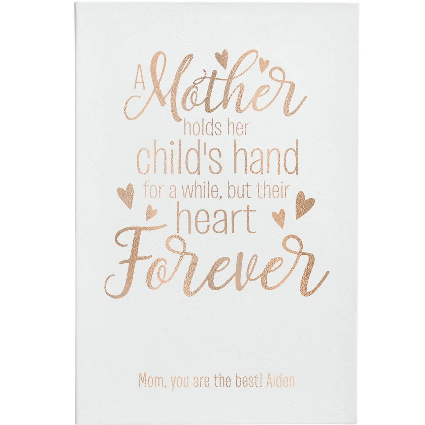 A Mother Holds Her Child's Hand Leather Wall Art