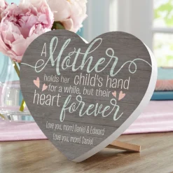 A Mother Holds Her Childs Hand Wood Heart