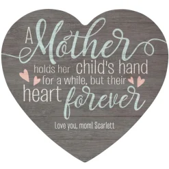 A Mother Holds Her Childs Hand Wood Heart