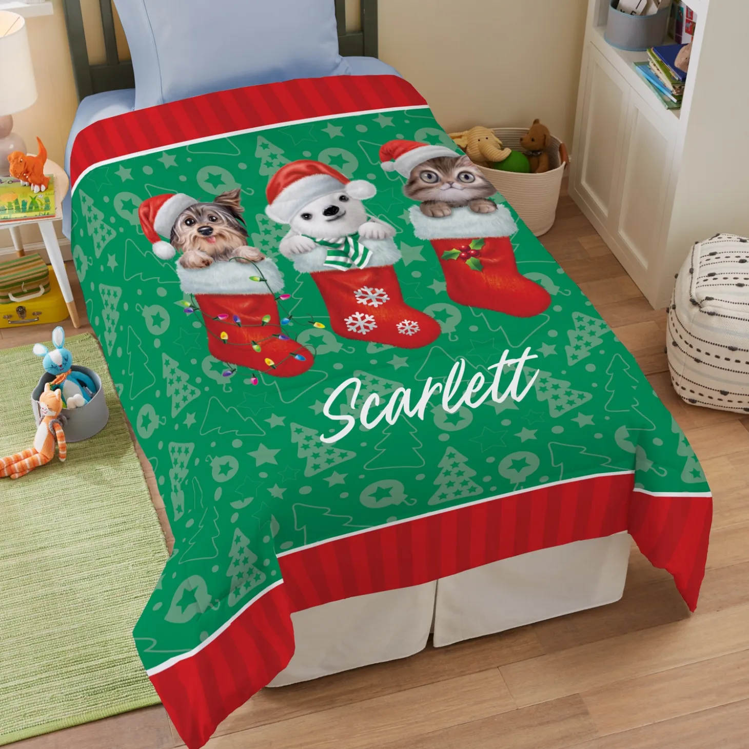 Animal Club International™ Baby Animals in Stockings Comforter