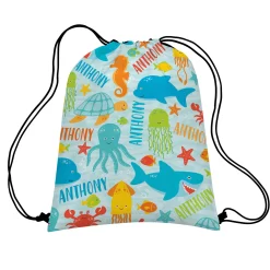 Animal Party Allover Print Drawstring Bag