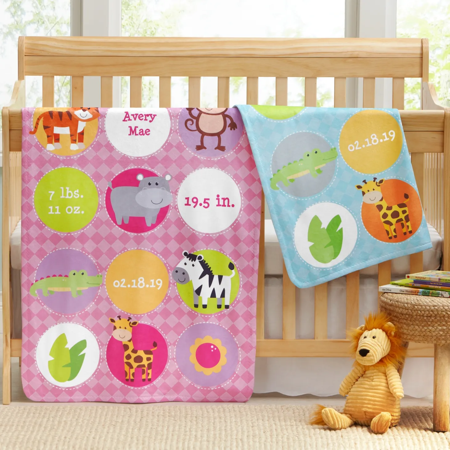 Animals Birth Announcement Blanket