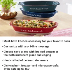 Any Message Oval Stoneware Baking Dish