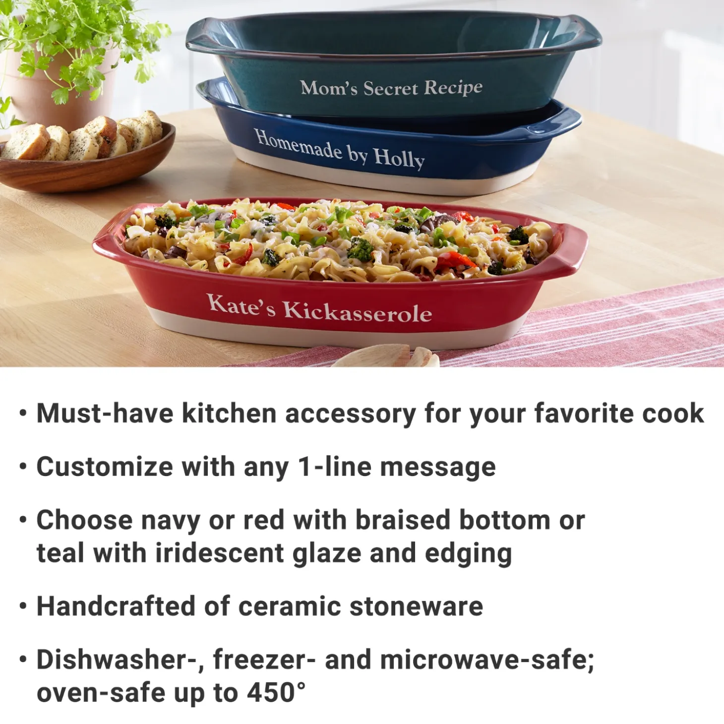 Any Message Oval Stoneware Baking Dish