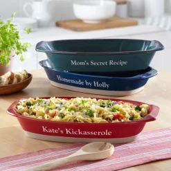 Any Message Oval Stoneware Baking Dish