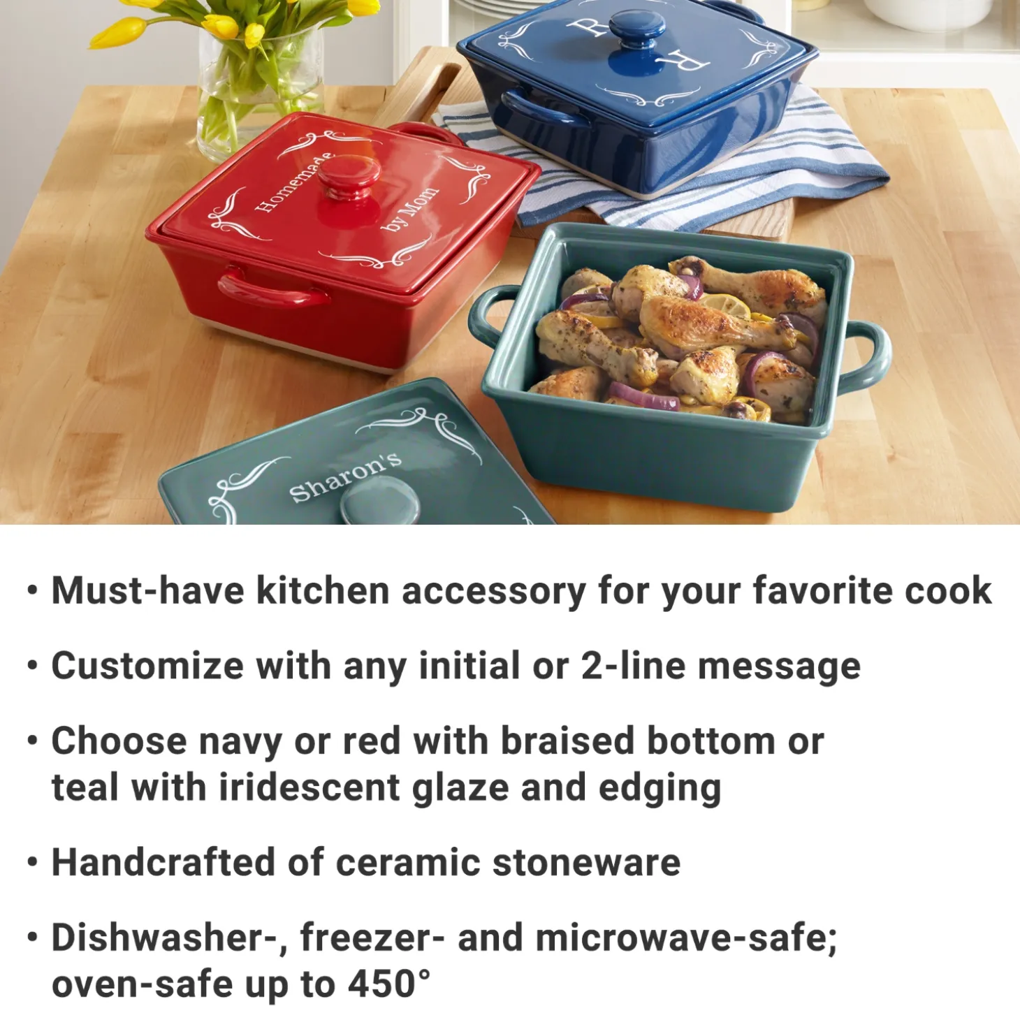 Any Message 3qt Square Stoneware Casserole Dish