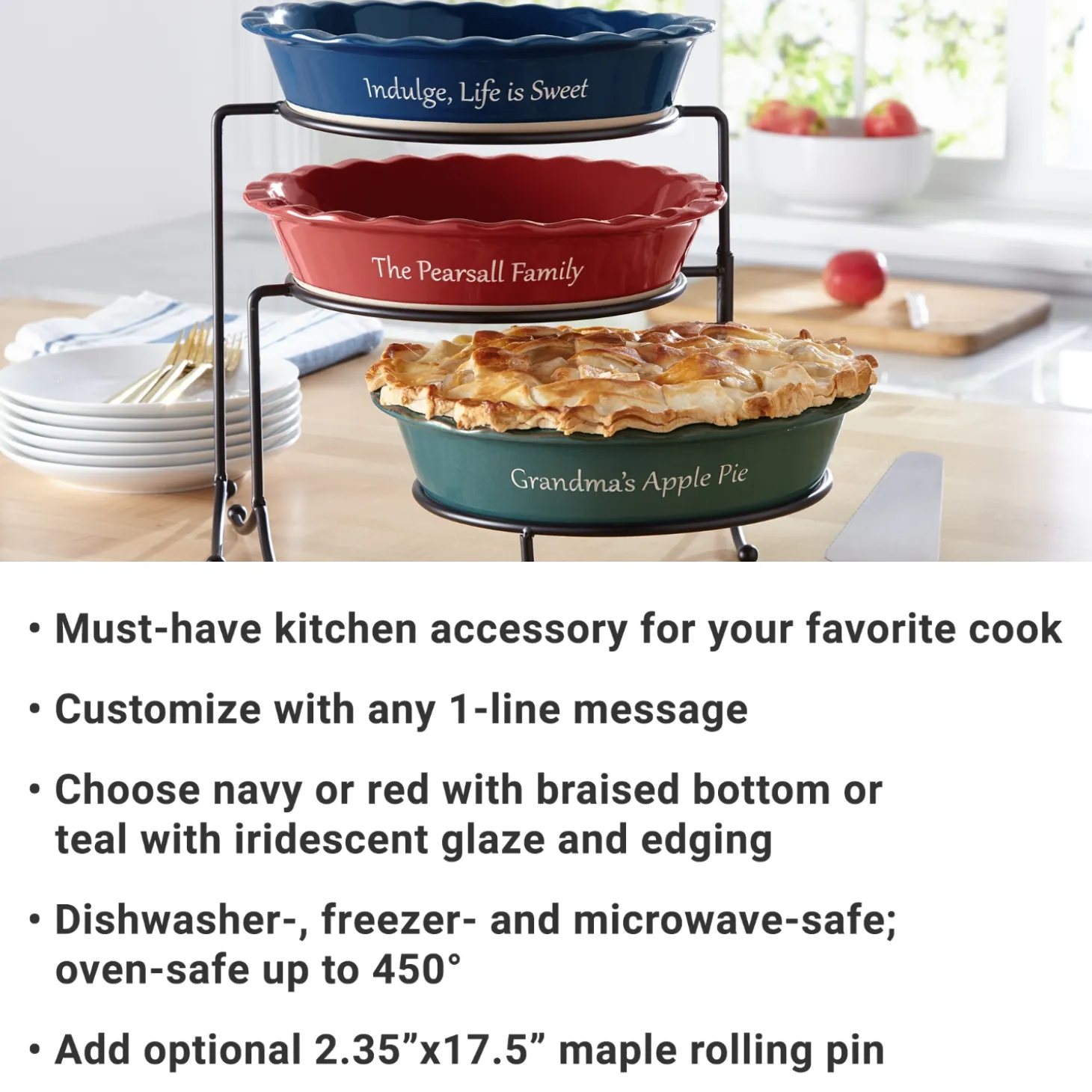 Any Message Stoneware Pie Dish