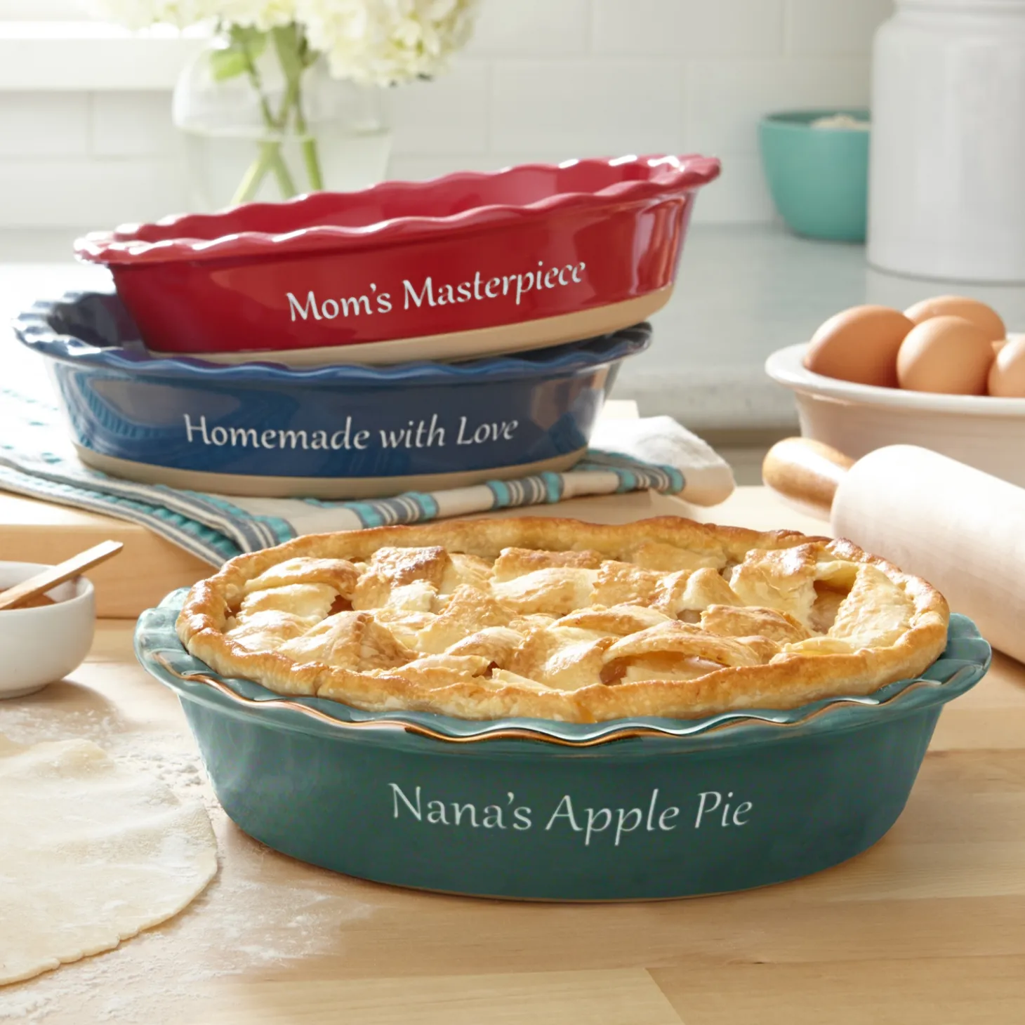 Any Message Stoneware Pie Dish