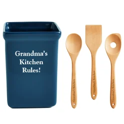 Any Message Wooden Utensil Holder Set