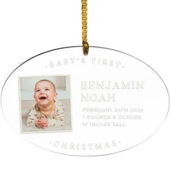 Baby's First Christmas Photo Oval Ornament