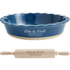 Bake The World A Better Place Stoneware Pie Dish