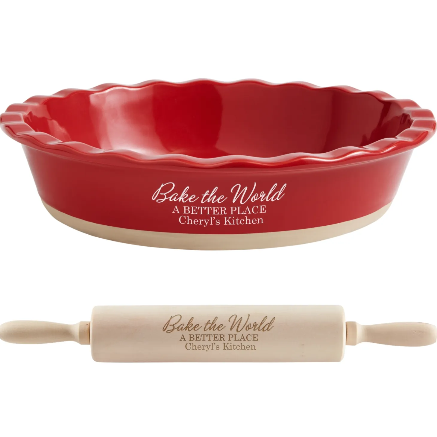 Bake The World A Better Place Stoneware Pie Dish