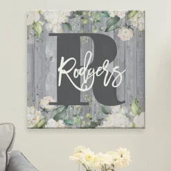 Barnwood Floral Name Canvas