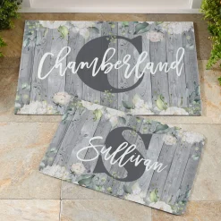 Barnwood Floral Name Doormat