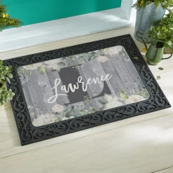 Barnwood Floral Name Doormat