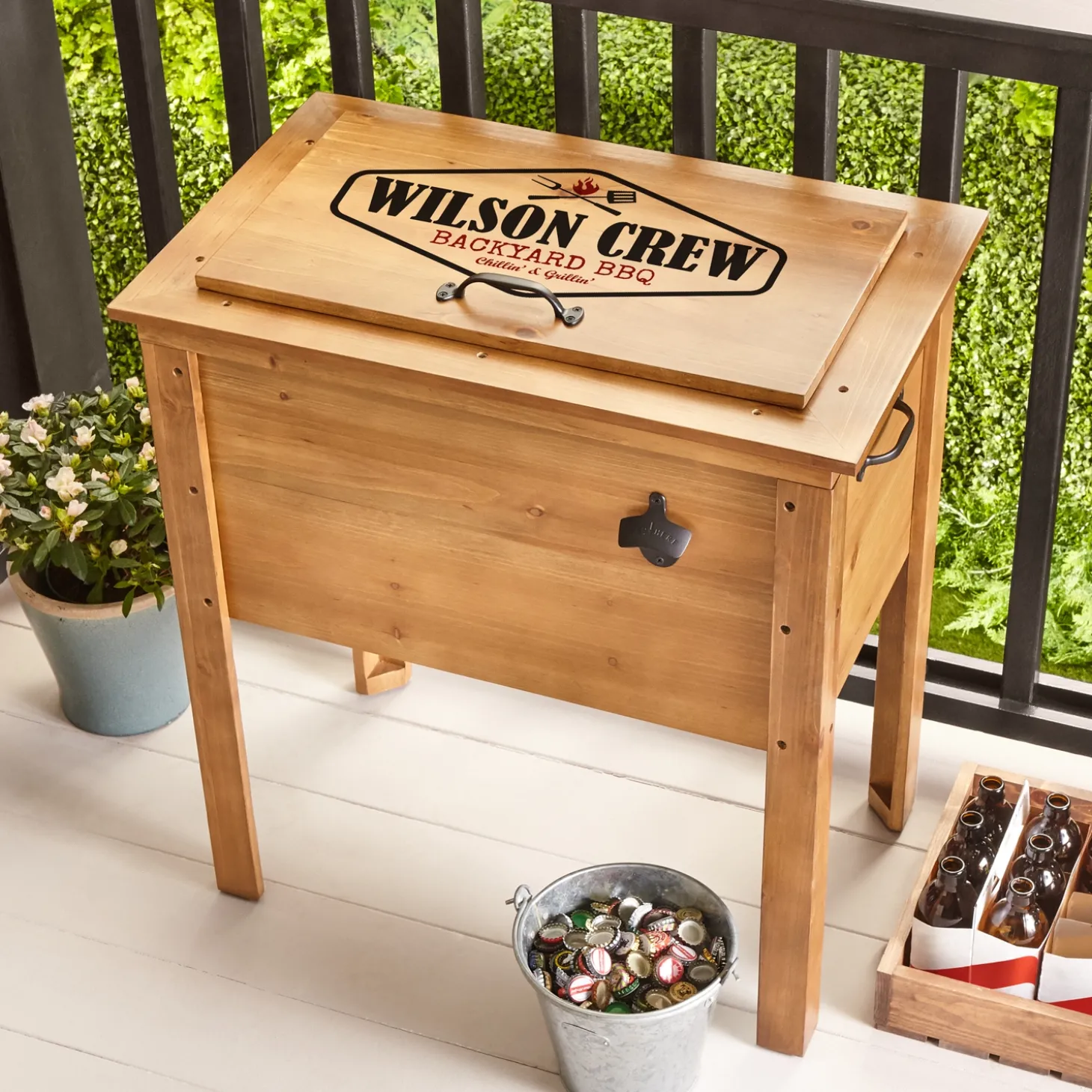 BBQ Crew Outdoor Wooden Cooler