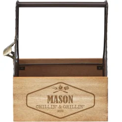 BBQ Crew Wood Beer Caddy