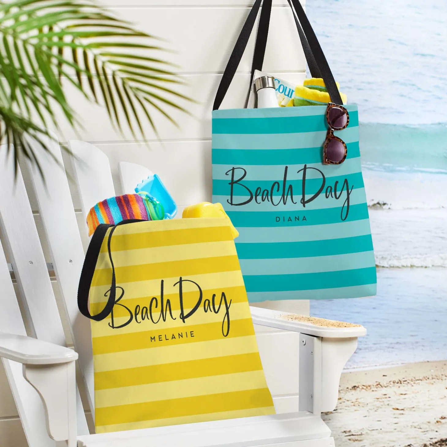 Beach Day Striped Tote Bag