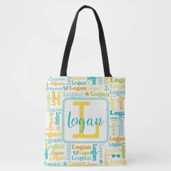 Beachy Collage Name Tote Bag