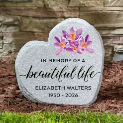 Beautiful Life Sympathy Standing Heart Garden Stone