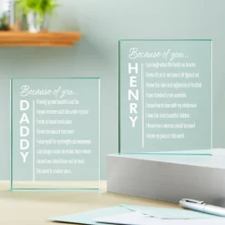 Because Of You Glass Block