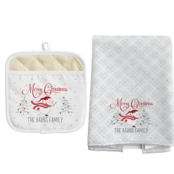 Berry Merry Snowman Kitchen Towel + Pot Holder Set