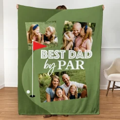Best Dad By Par Photo Plush Blanket