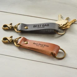 Best Dad Ever Leather Keychain