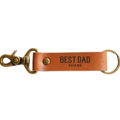 Best Dad Ever Leather Keychain