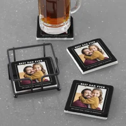 Best DAD Ever Photo Marble Coasters