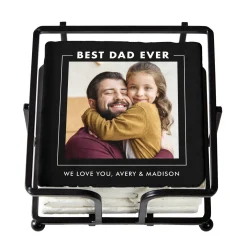 Best DAD Ever Photo Marble Coasters