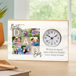 Best Dad Ever Photo Wood Clock