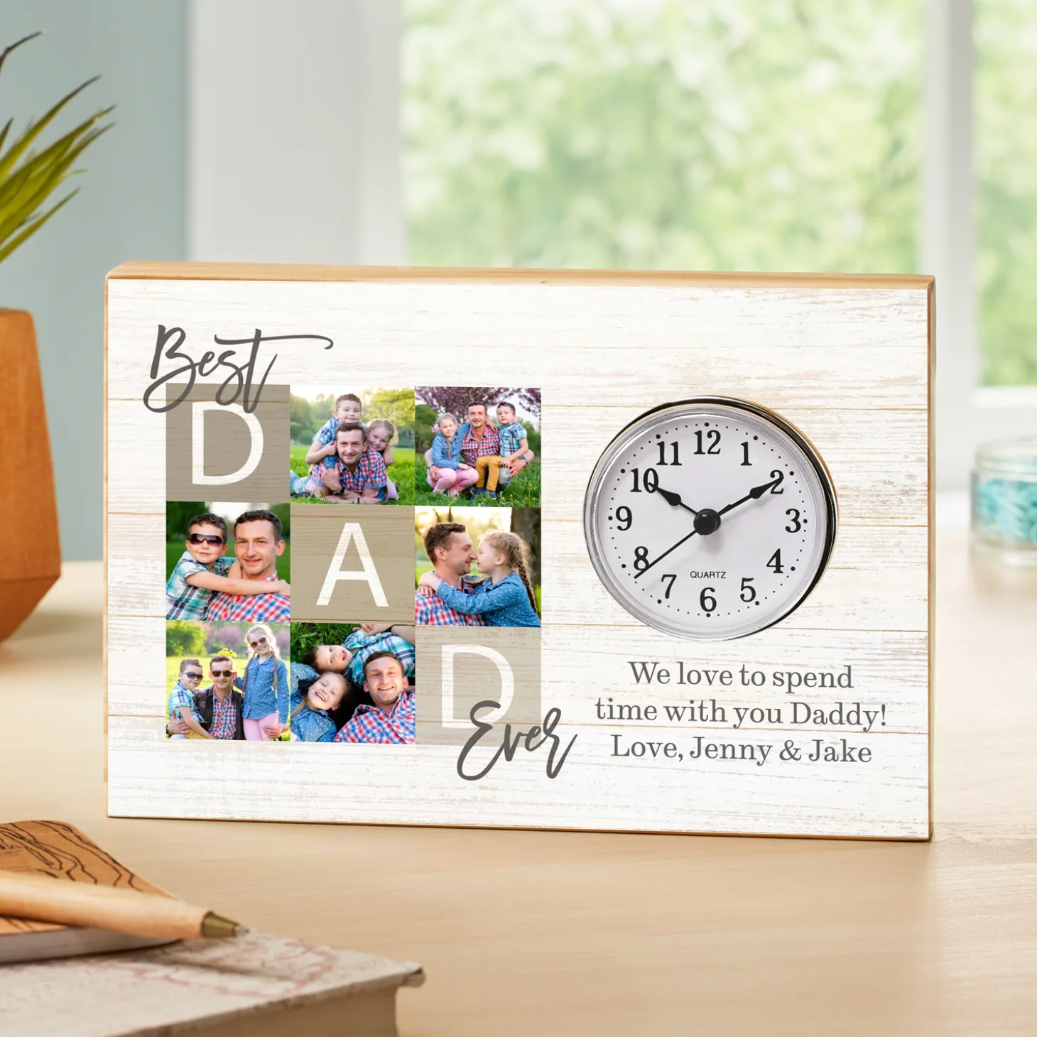 Best Dad Ever Photo Wood Clock