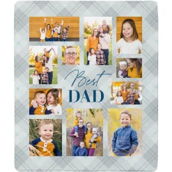 Best Dad Photo Collage Plush Blanket