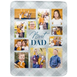 Best Dad Photo Collage Plush Blanket